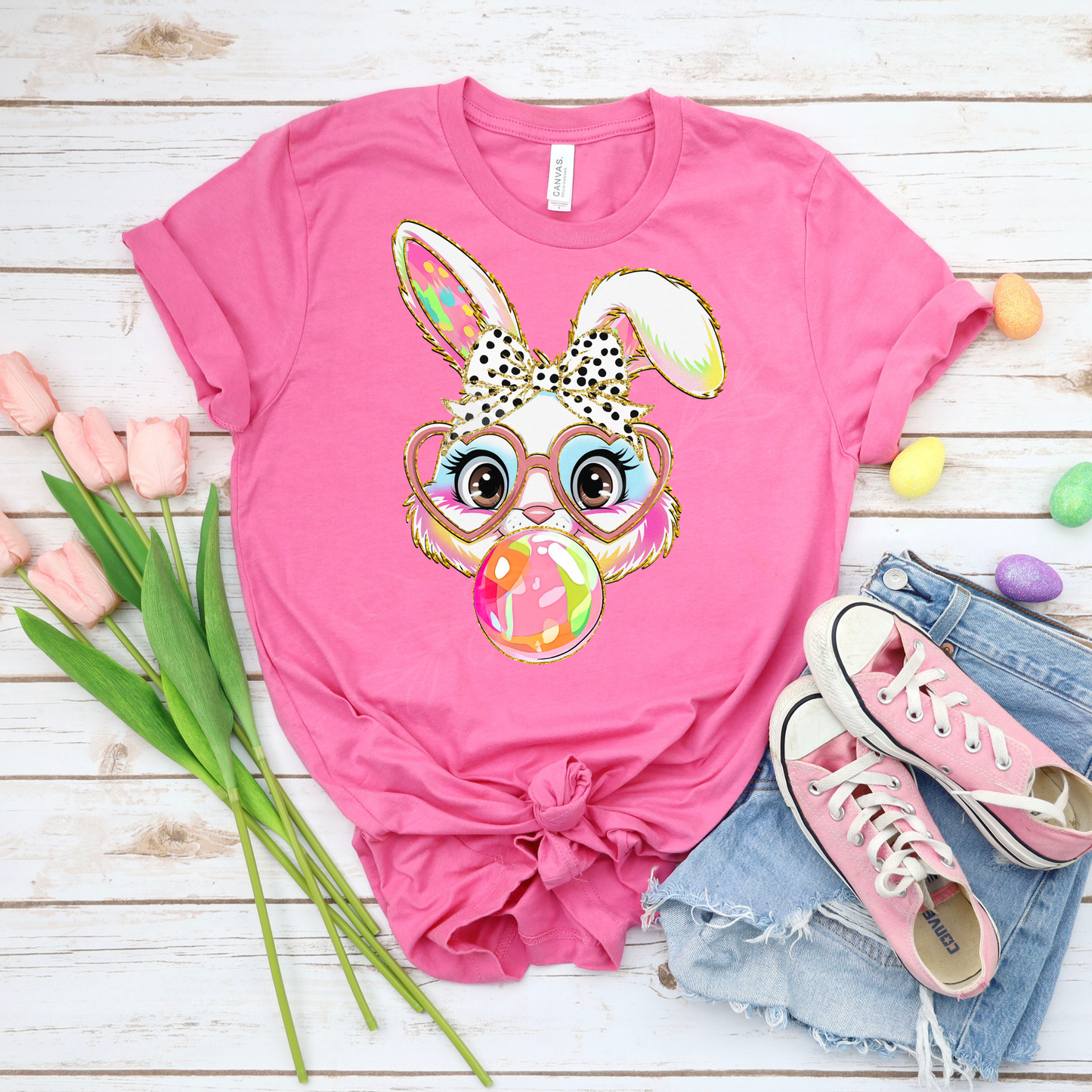 Poppin' Bubbles Bunny - Charity Pink Bella Canvas