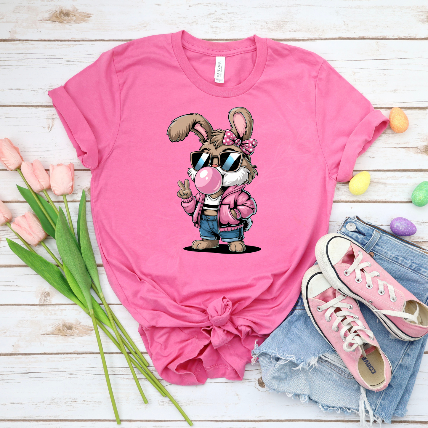 Cool Bunny Pop - Charity Pink Bella Canvas