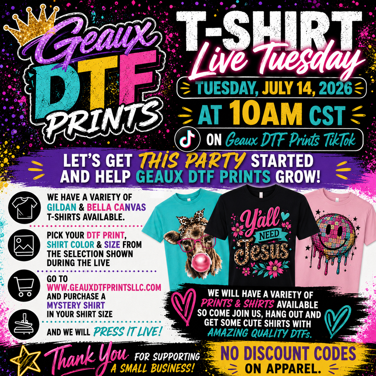 Mystery Tees - July 14, 2026 at 10am CST!