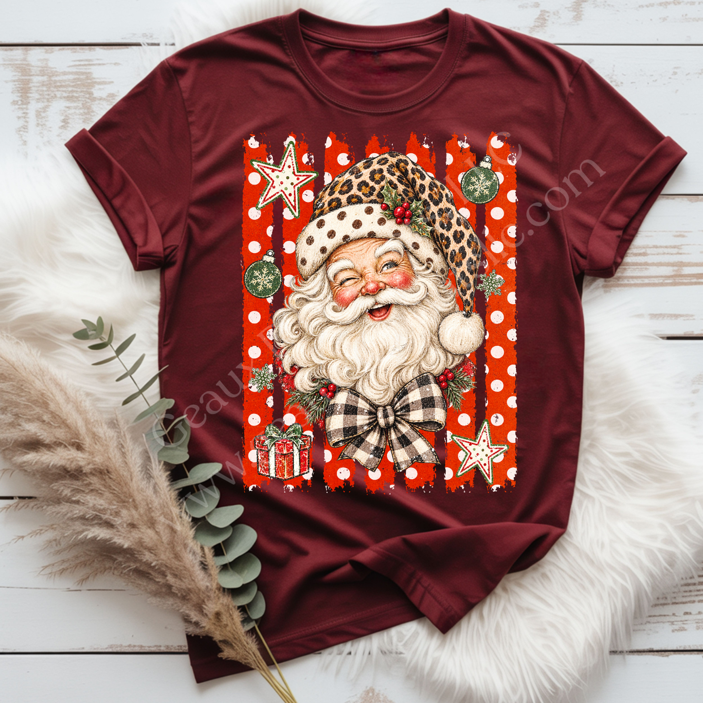 Santa Leopard Hat DTF Single Print