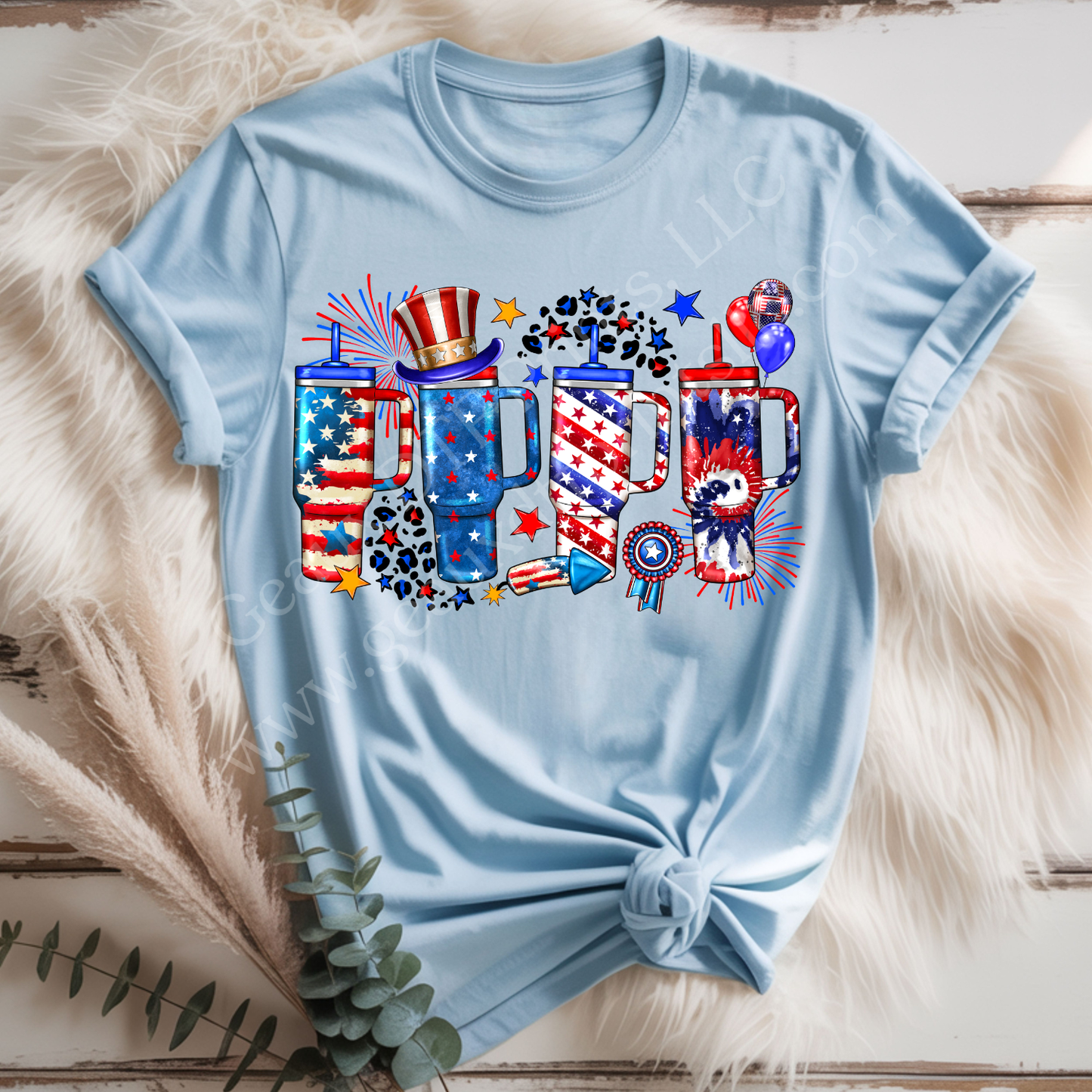 Red, White & Blue Tumblers DTF Single Print