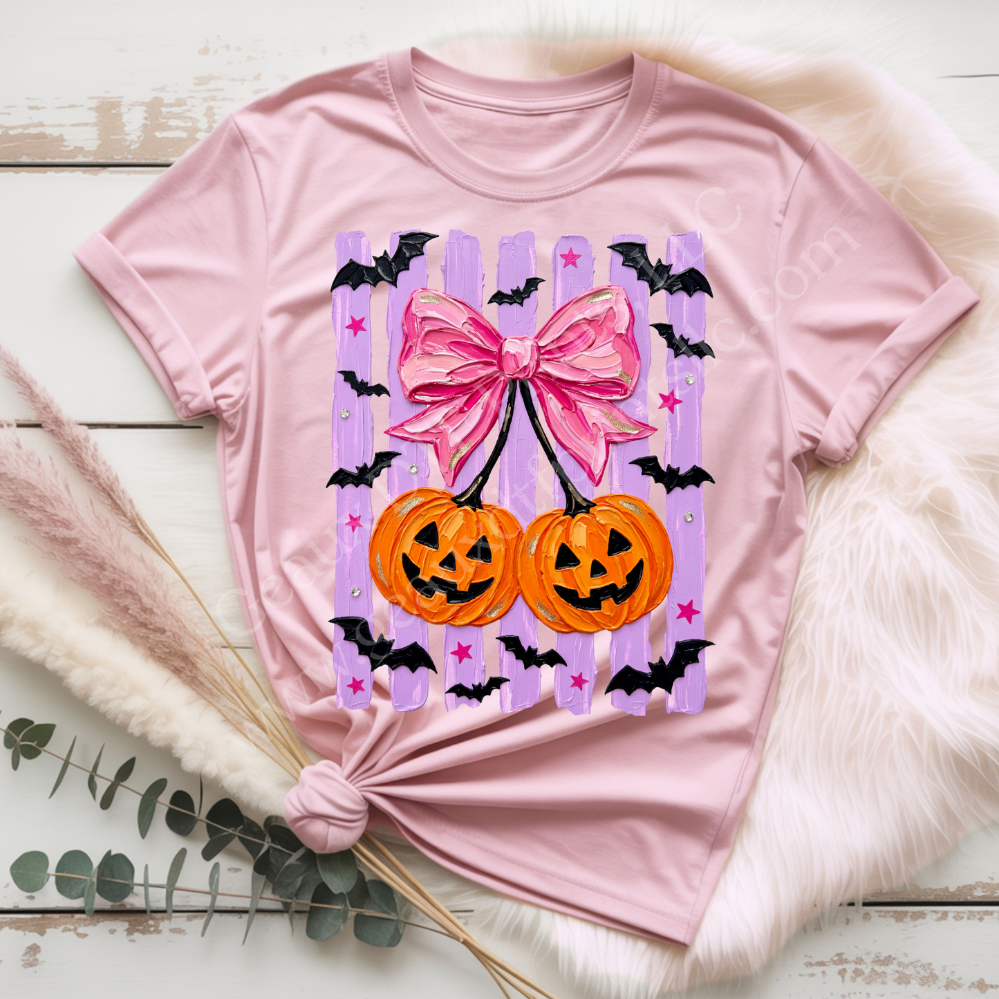 Pink Bow Pumpkins DTF Single Print
