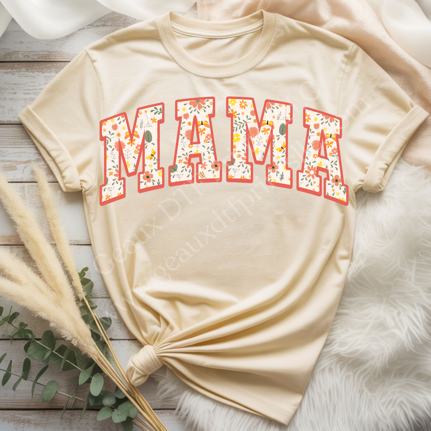 Orange Floral Mama DTF Single Print