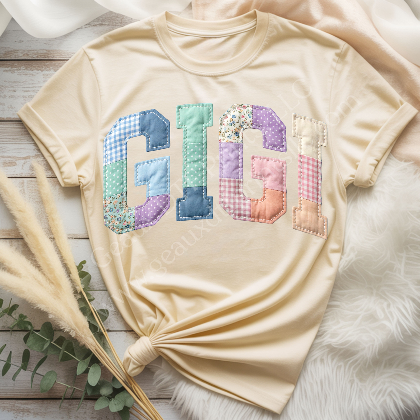Gigi Pastel Patchwork DTF Single Print