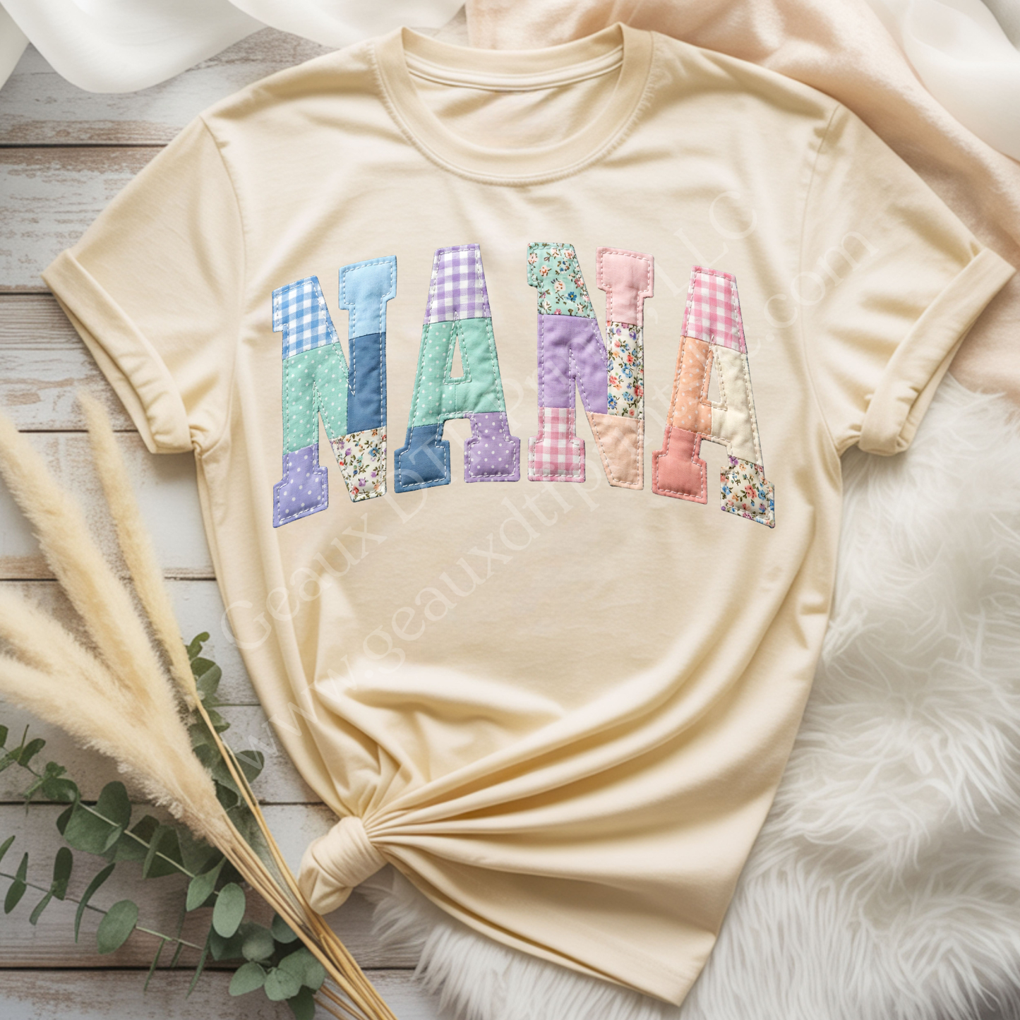 Nana Pastel Patchwork DTF Single Print