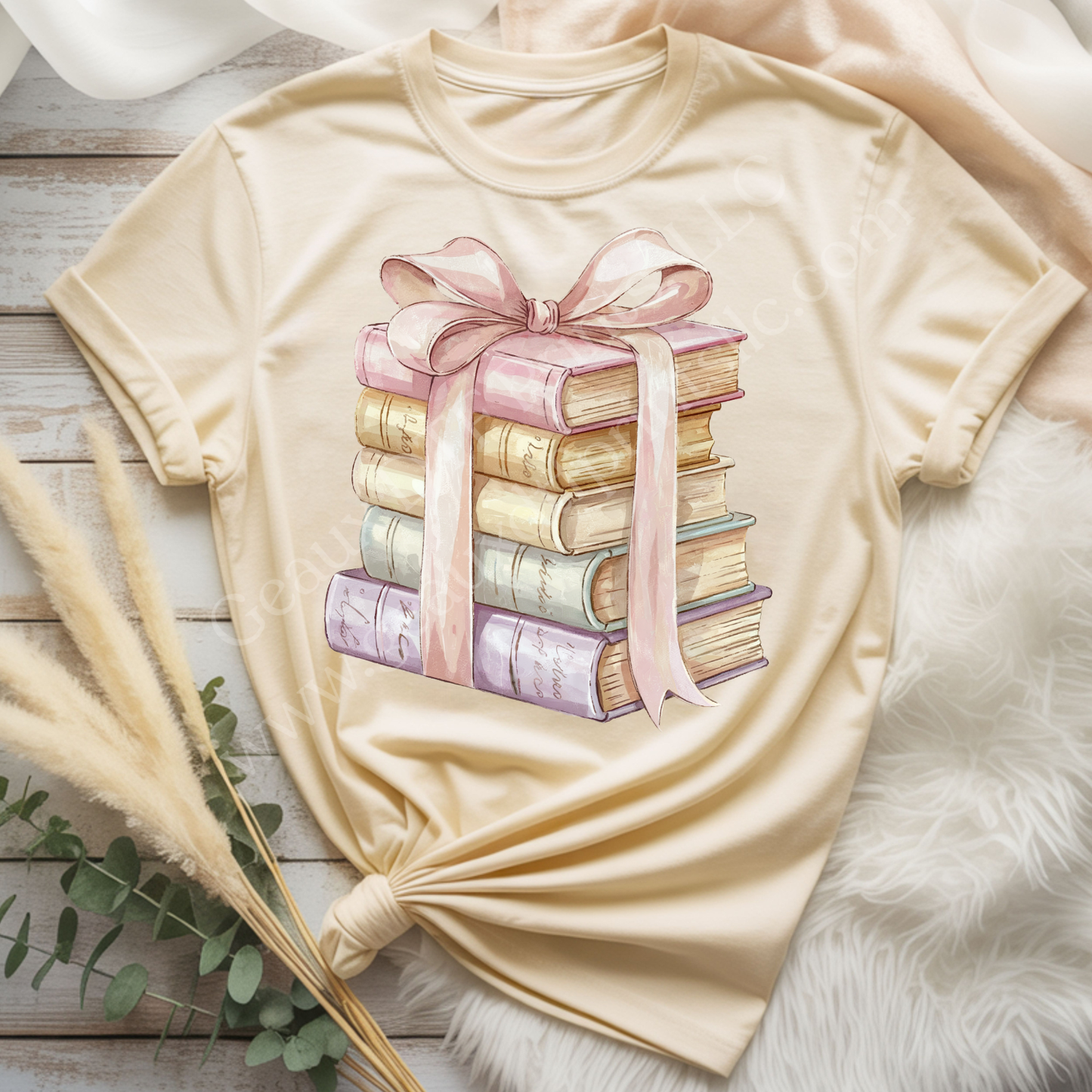 Pastel Book Stack DTF Single Print
