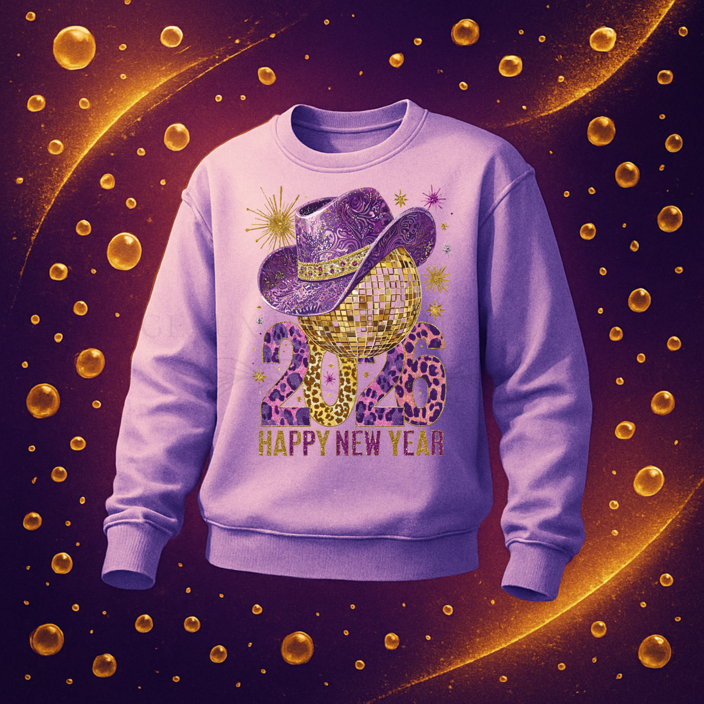 Purple Hat Disco Ball 2026 DTF Print