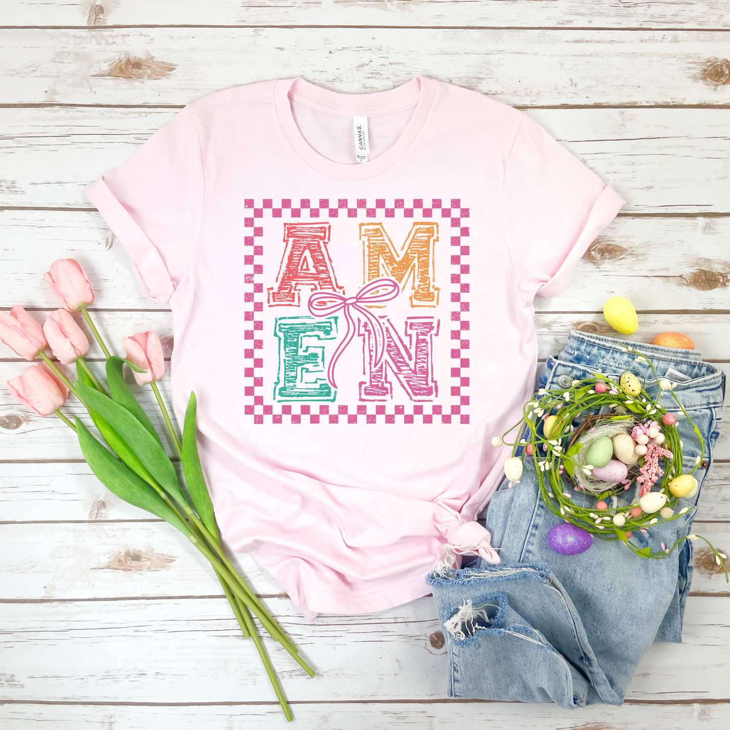 Amen 2 - Soft Pink Bella Canvas