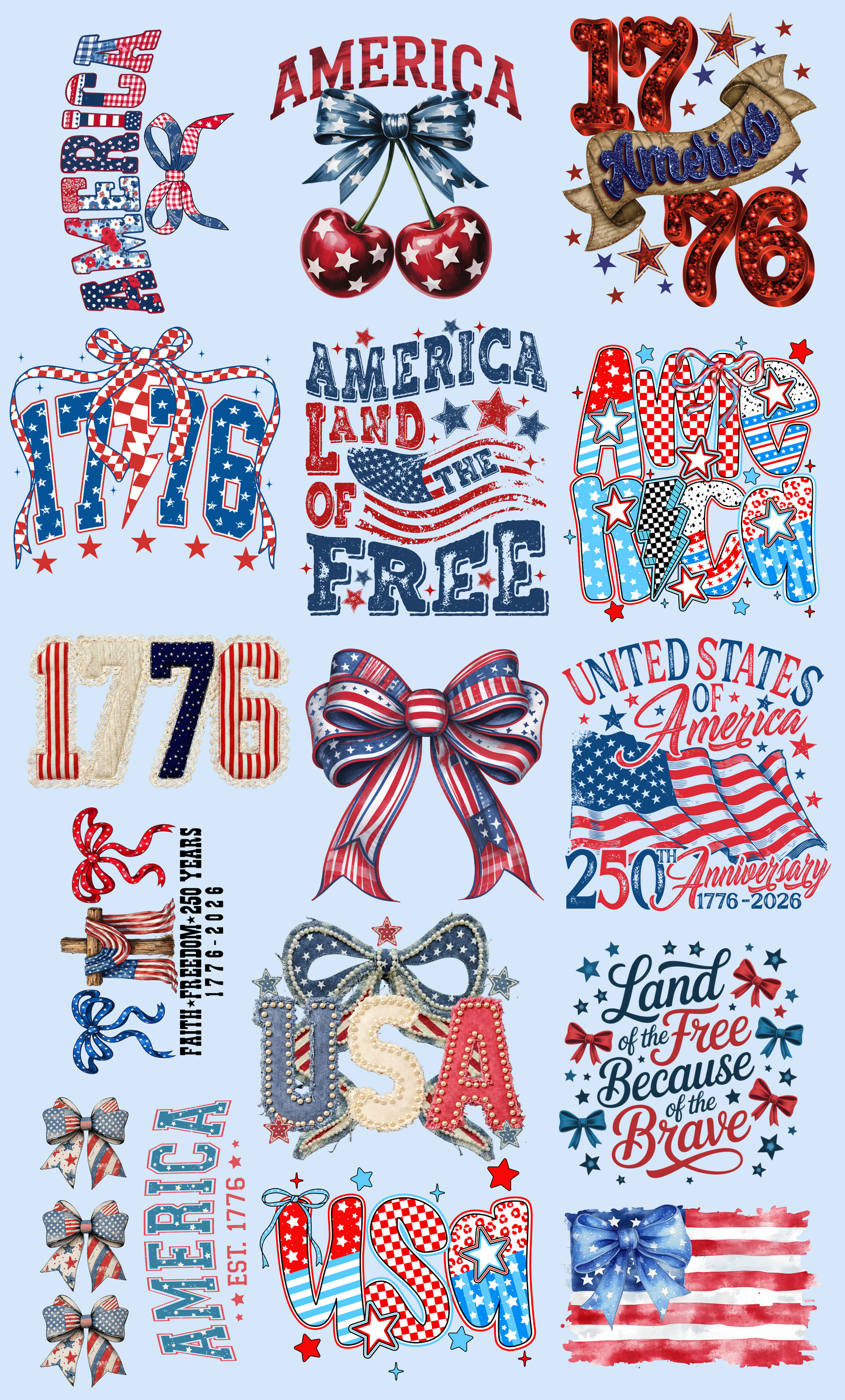 Red, White & Blue Gang Sheet