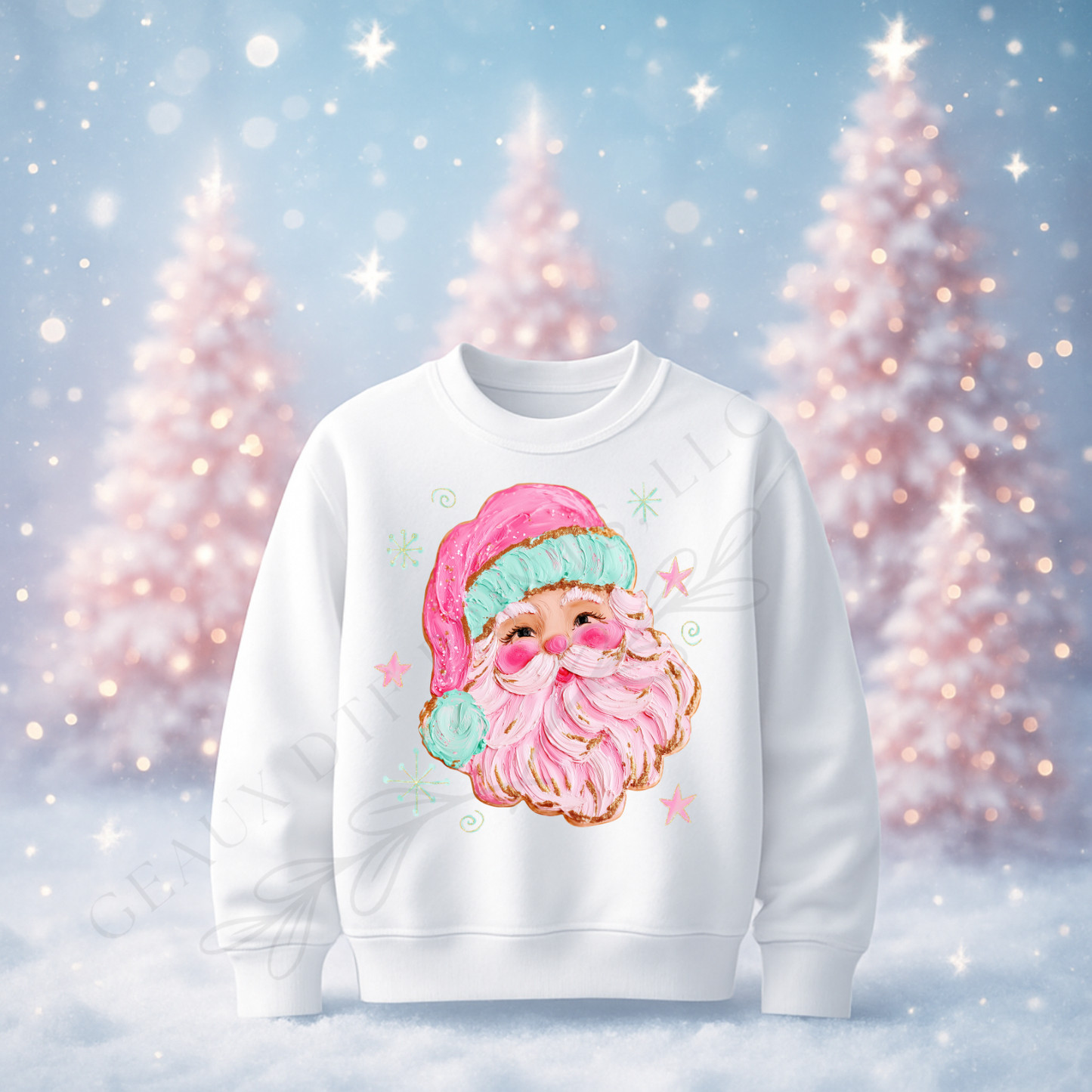 Pink Painted Santa DTF Print