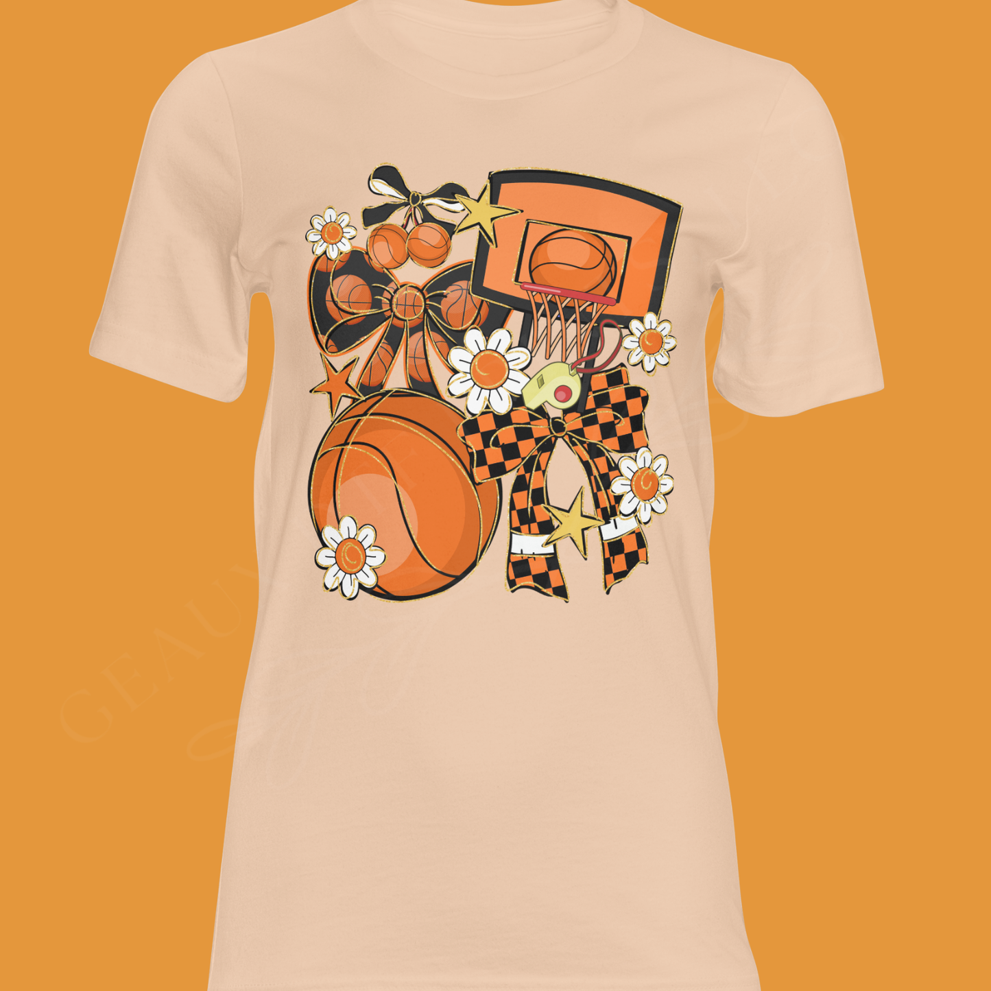 Basketball Checkered Bow DTF Single Print