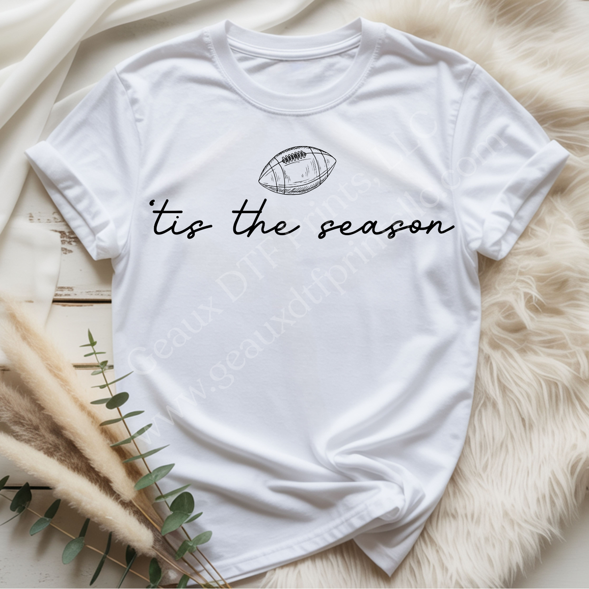 Tis The Season Football Black DTF Single Print