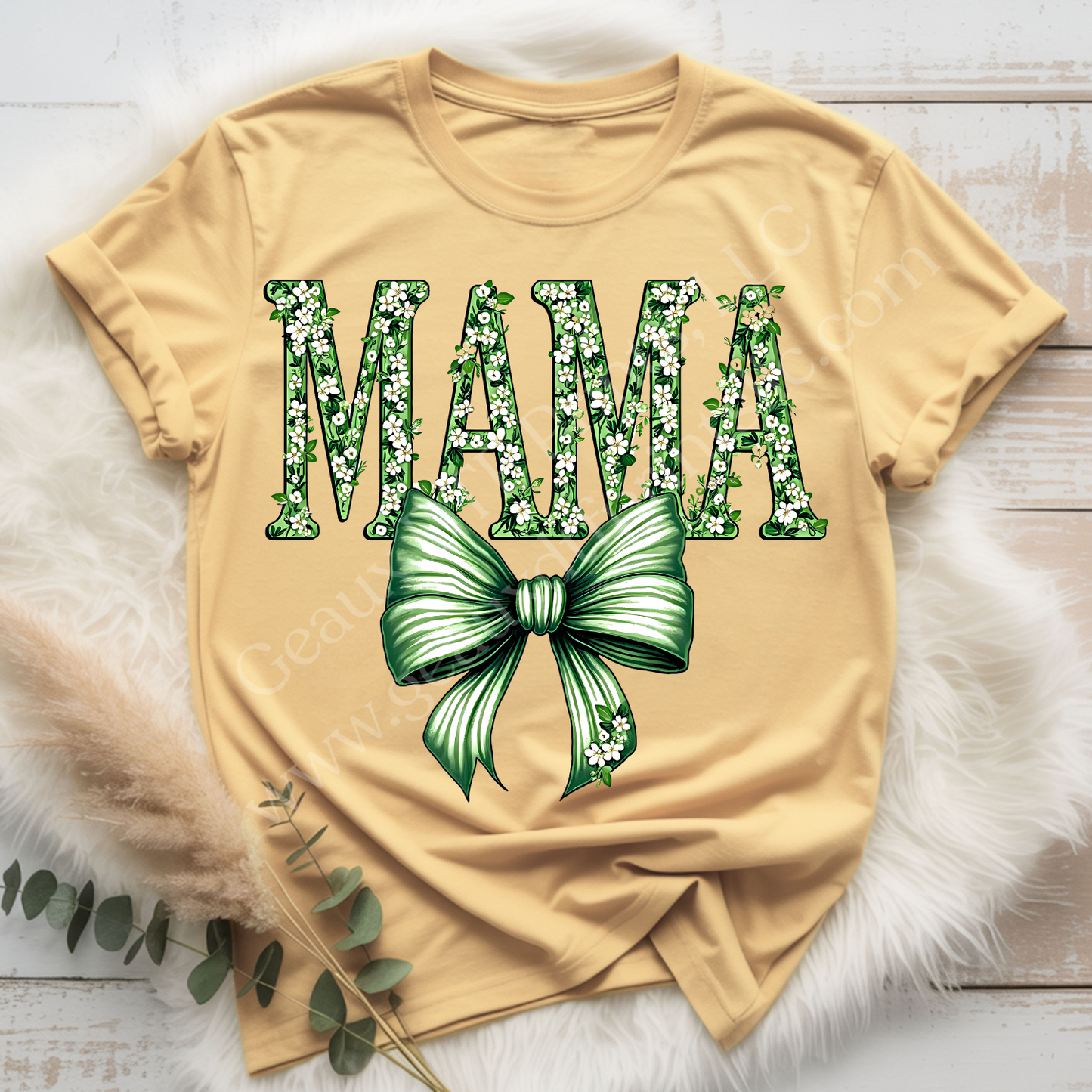 Green Floral Mama DTF Single Print