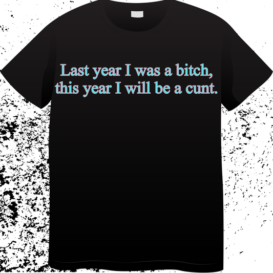 Last Year I was a bitch, this year I will be a cunt Single DTF Print