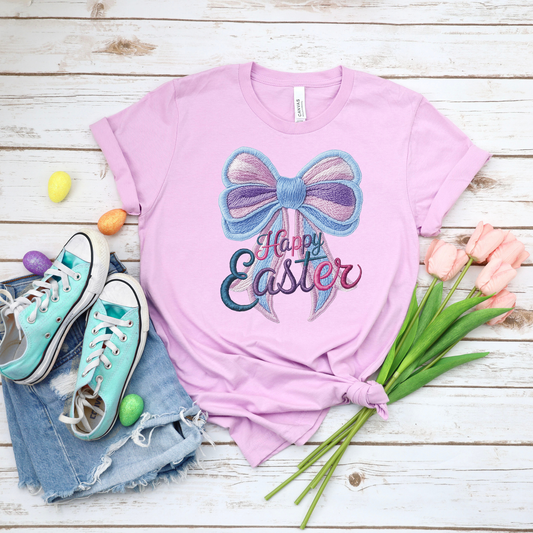 Happy Easter Sewn - Lilac Bella Canvas