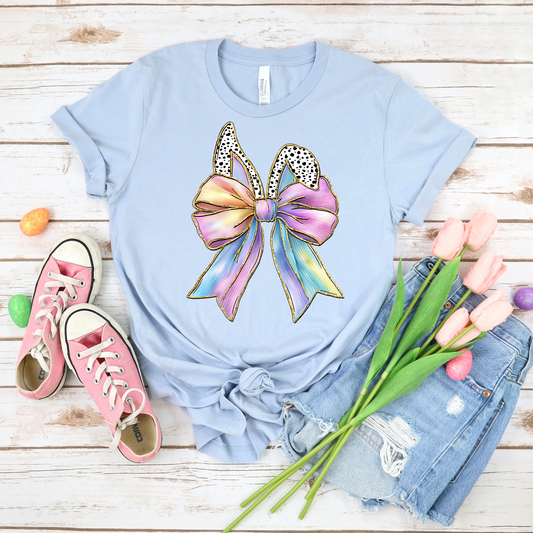 Spotted Ears Bow - Baby Blue Bella Canvas