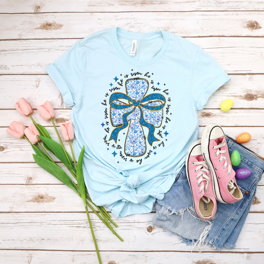 He is Risen Blue Cross DTF Single Print