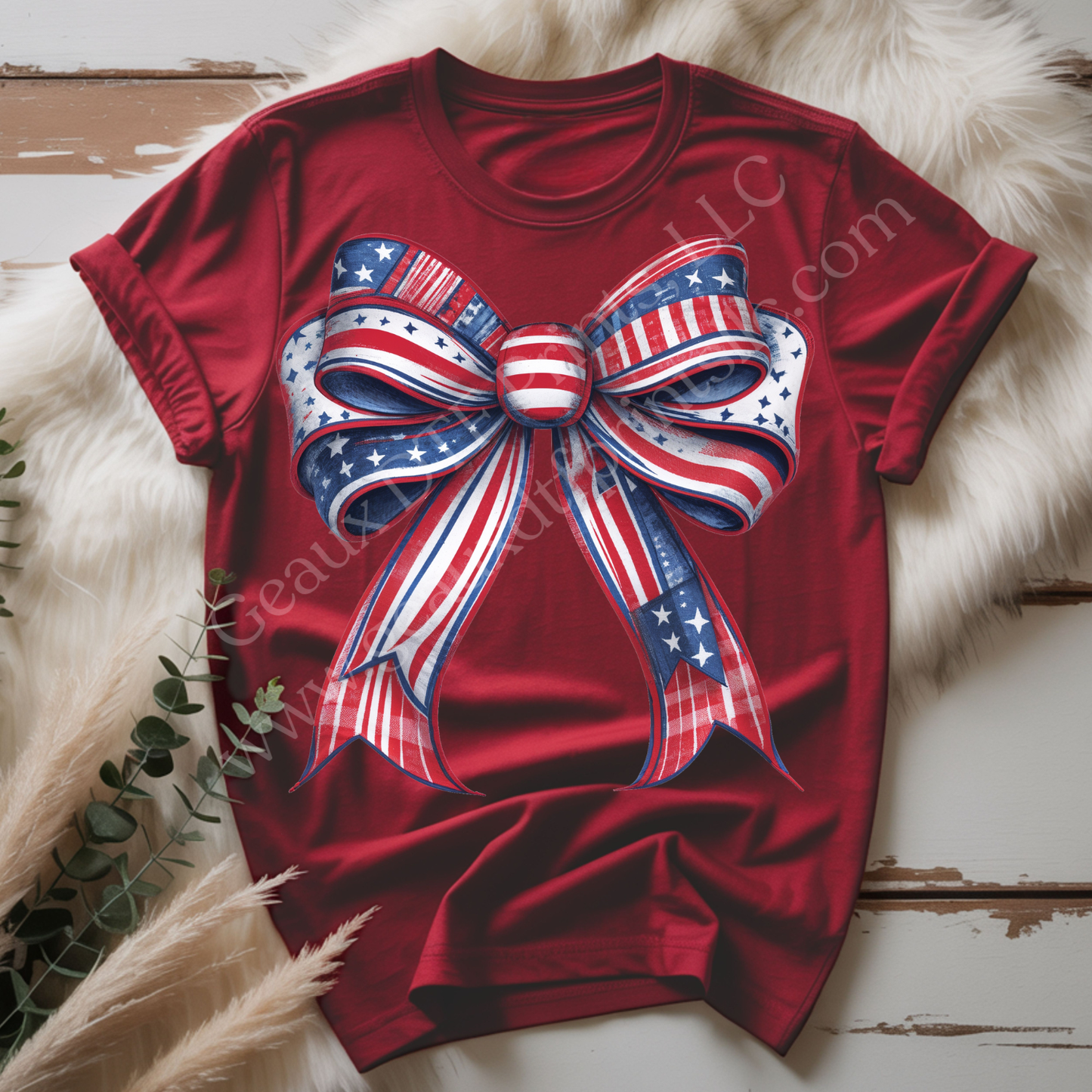 Red White & Blue Bow DTF Single Print