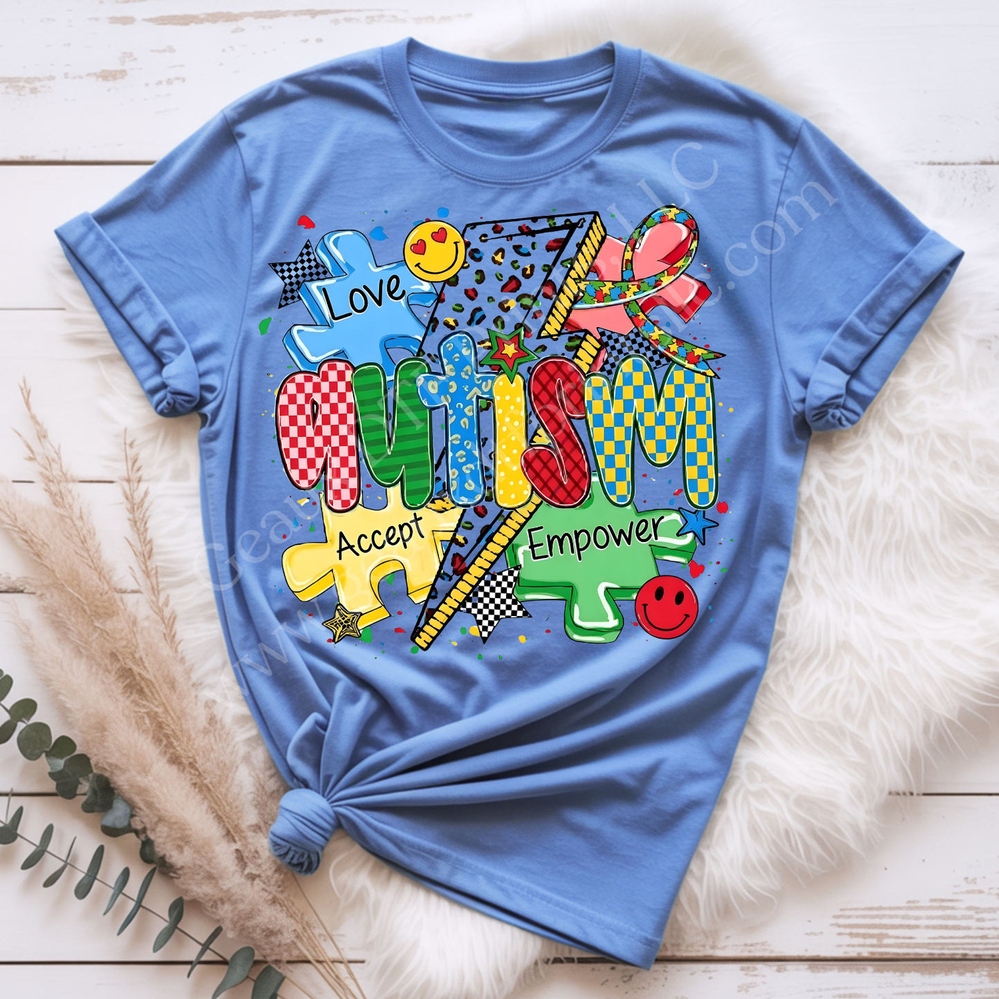 Autism Leopard Lightning DTF Single Print
