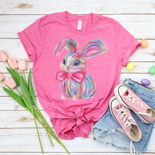 Brushstroke Bunny - Charity Pink Bella Canvas