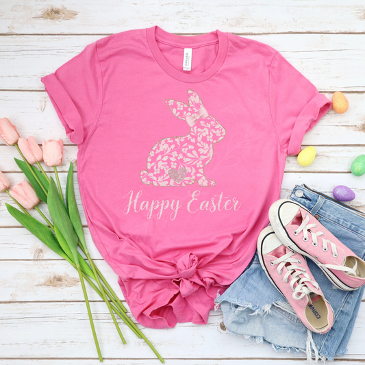 Happy Easter Bunny - Charity Pink Bella Canvas