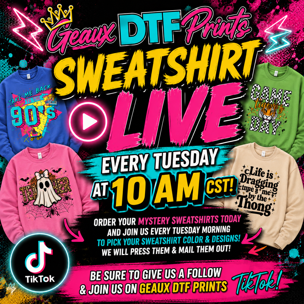 Mystery Sweatshirts - August 4, 2026 - 12:30pm CST THIS WEEK ONLY!