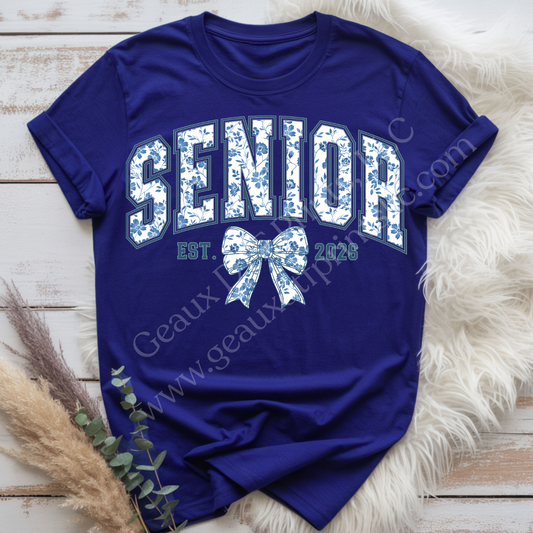 Senior 2026 Blue Floral DTF Single Print