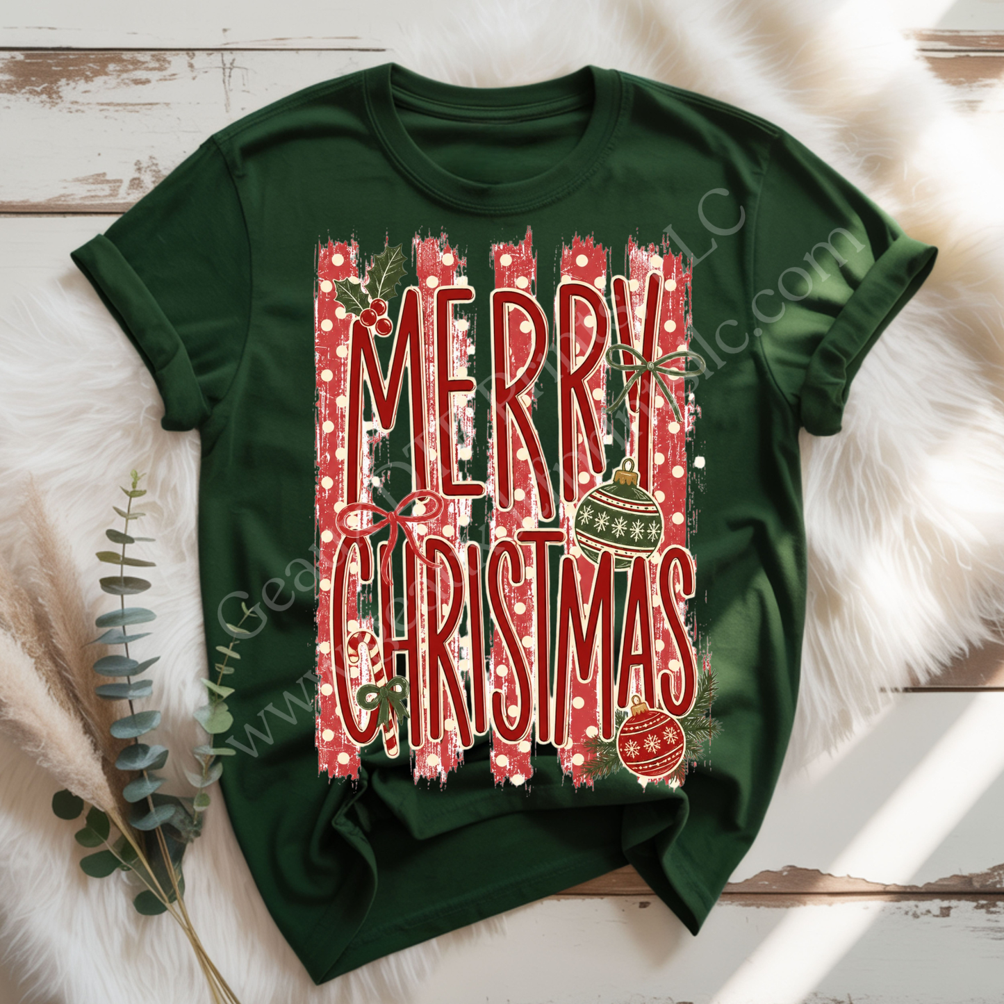 Merry Christmas Stripes DTF Single Print