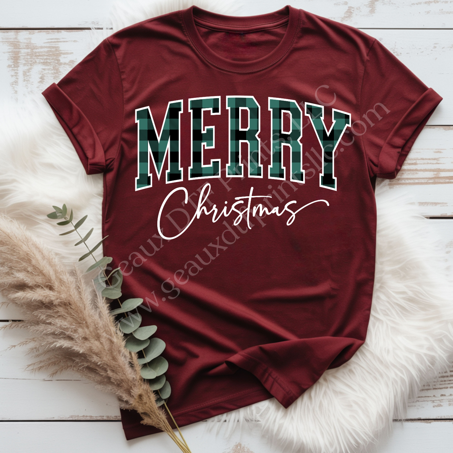 Merry Christmas Green/White DTF Single Print