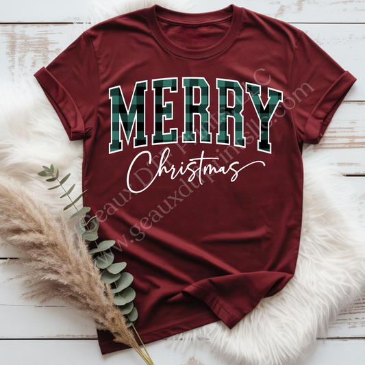 Merry Christmas Green/White DTF Single Print