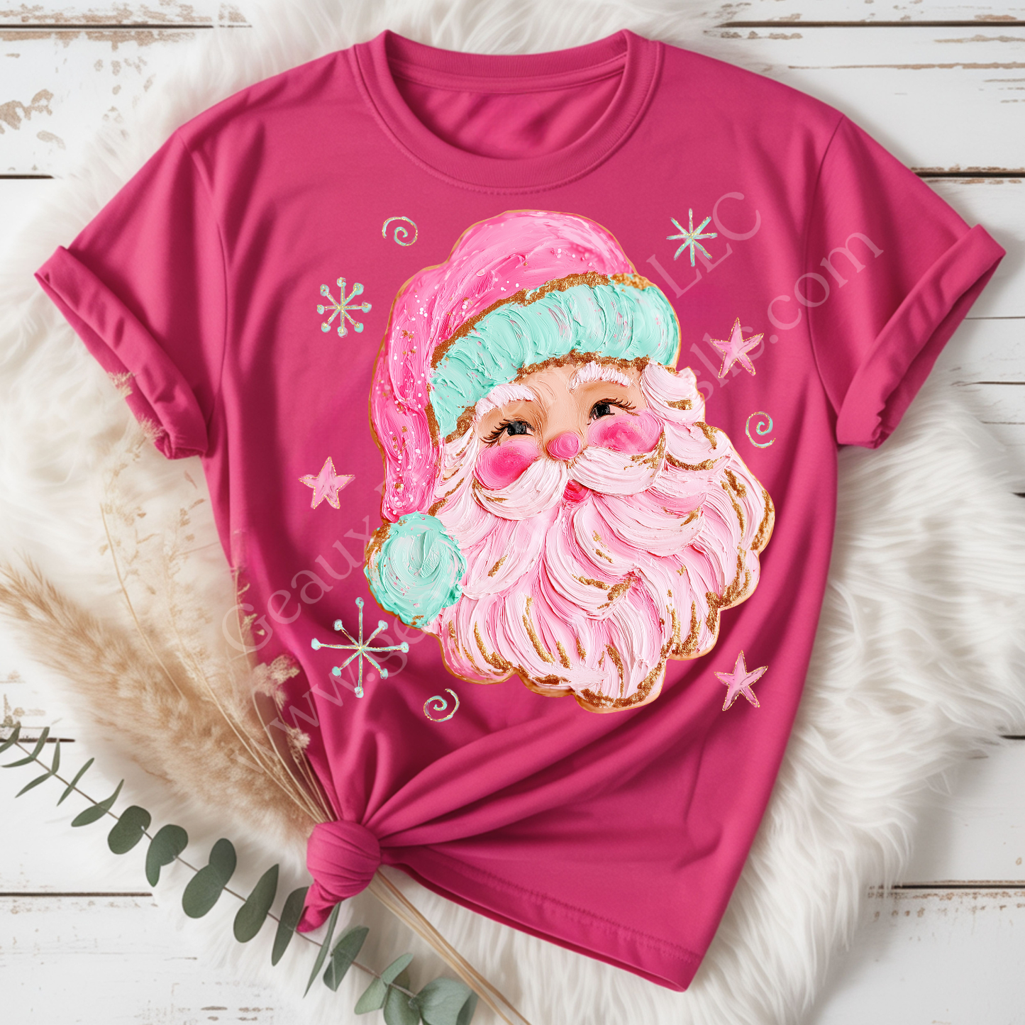 Pink Painted Santa DTF Single Print