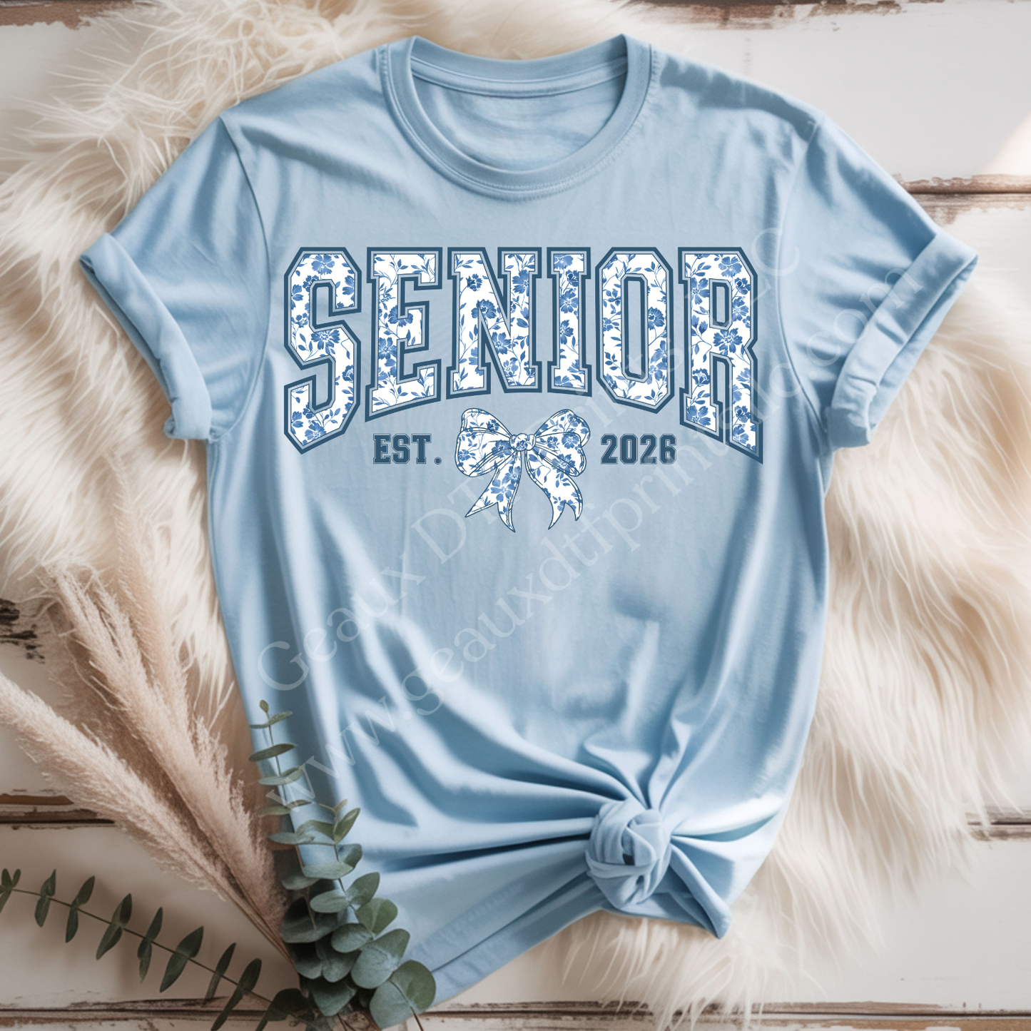 Senior 2026 Blue Floral 2 DTF Single Print