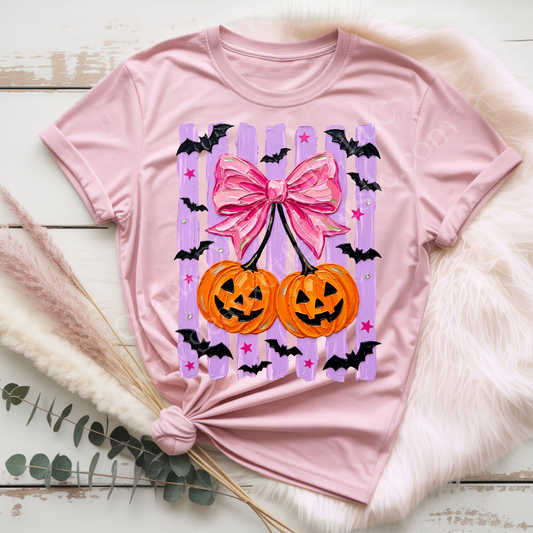 Pink Bow Pumpkins DTF Single Print