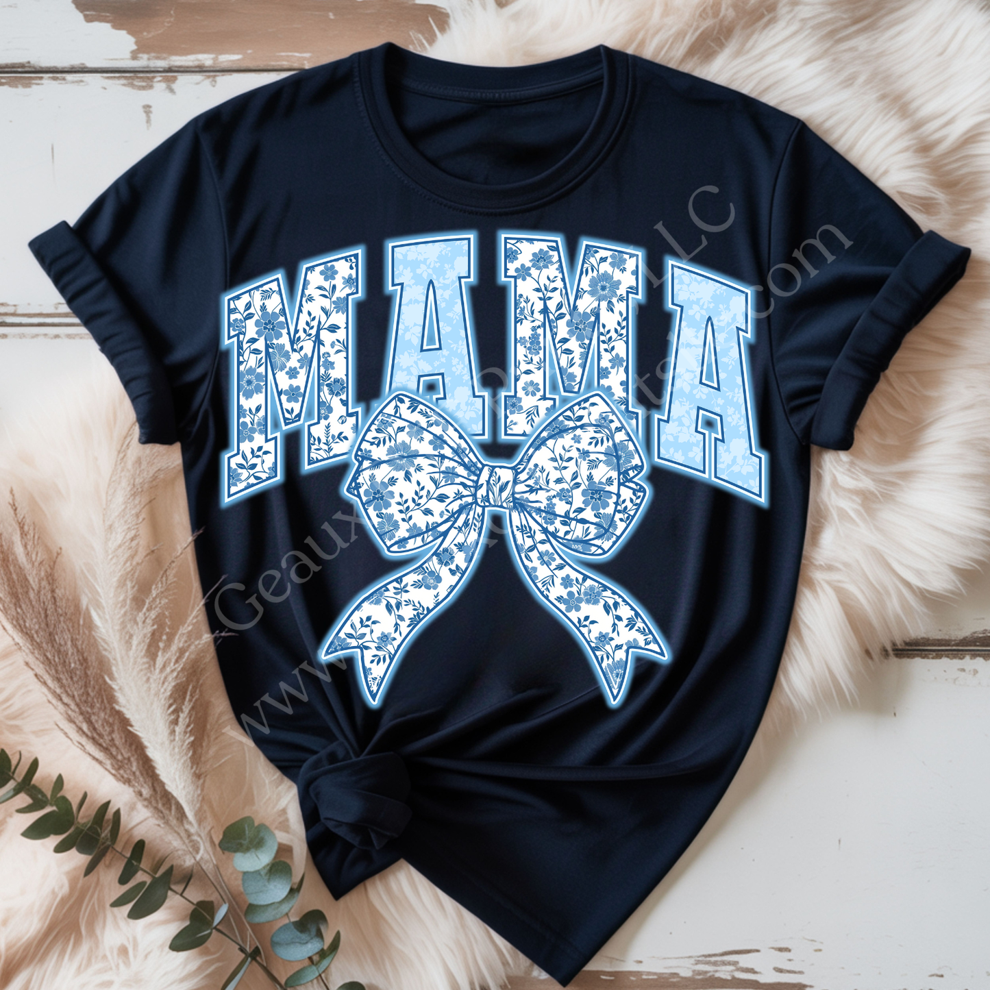 Blue Bow Mama DTF Single Print