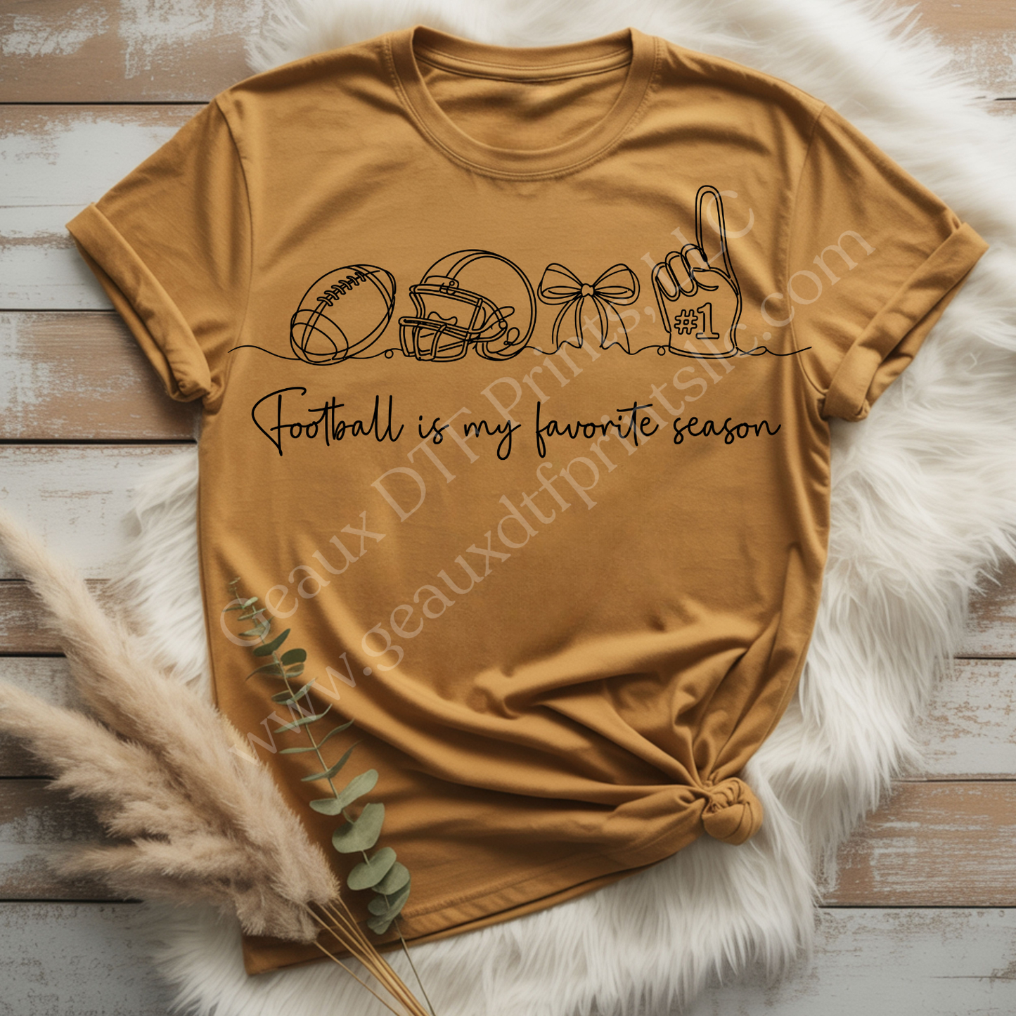 Football is my favorite Black DTF Single Print