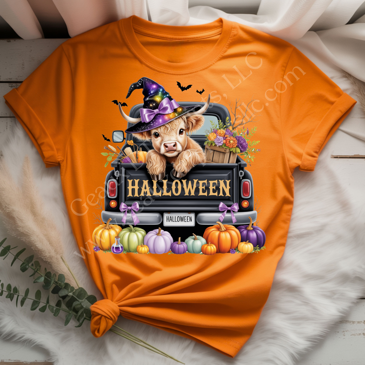 Halloween Truck & Cow DTF Single Print