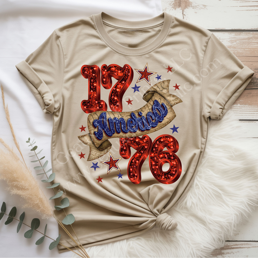 1776 Glitter DTF Single Print