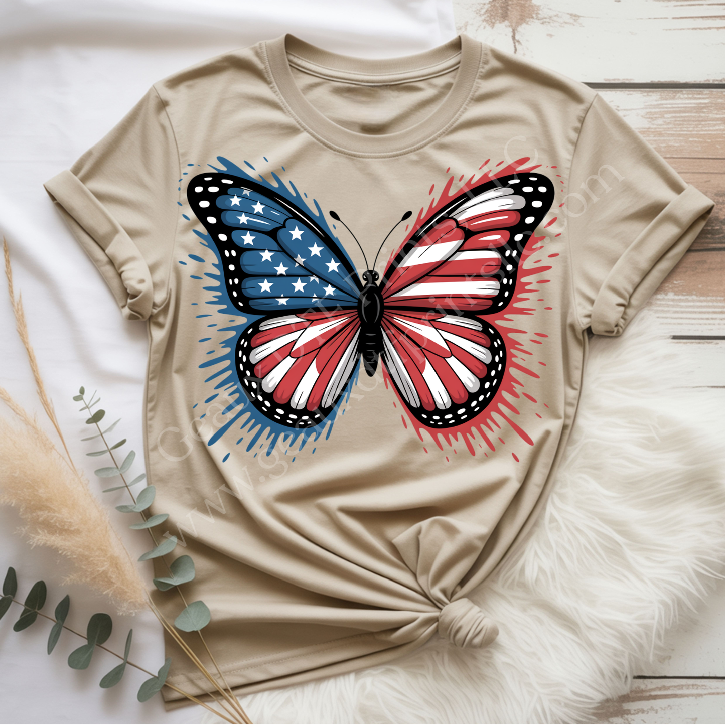 Red, White & Blue Butterfly DTF Single Print