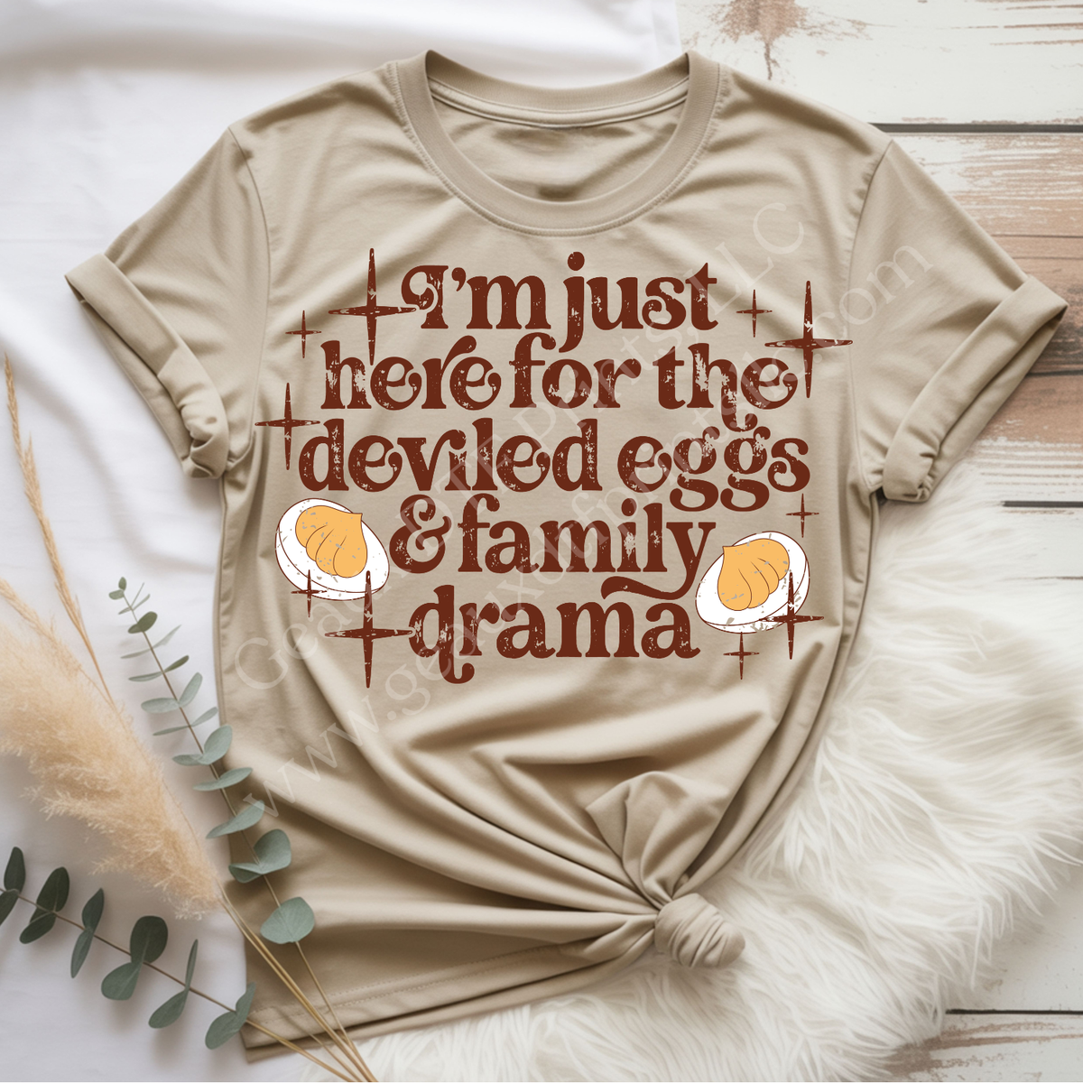 Deviled Eggs & Family Drama Brown DTF Single Print