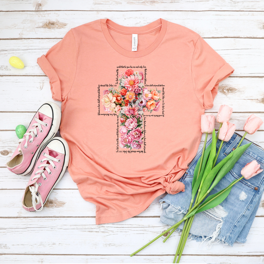 Floral Cross - Sunset Bella Canvas