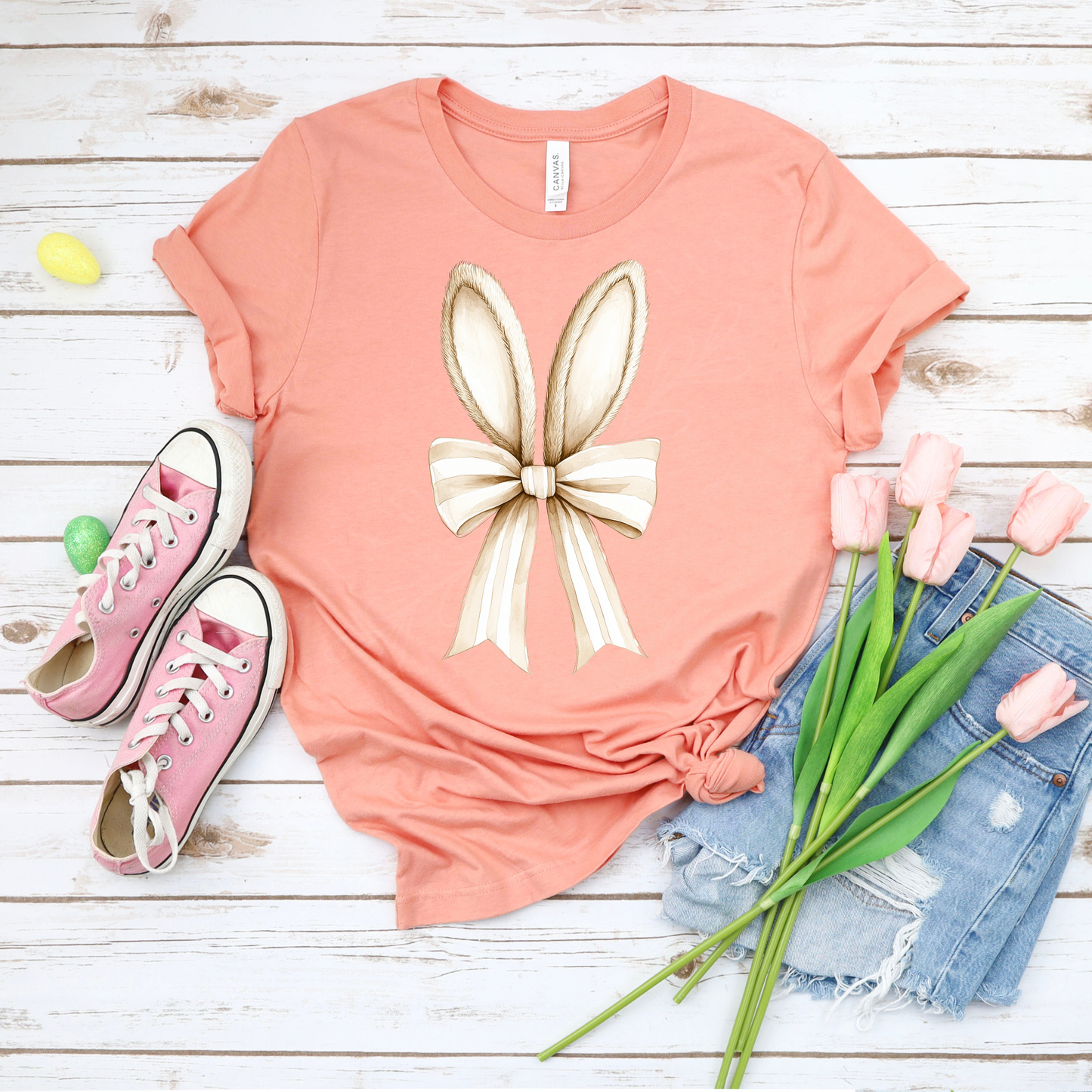 Bunny Ears Bow - Sunset Bella Canvas