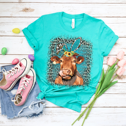 Teal Easter Cow DTF Single Print