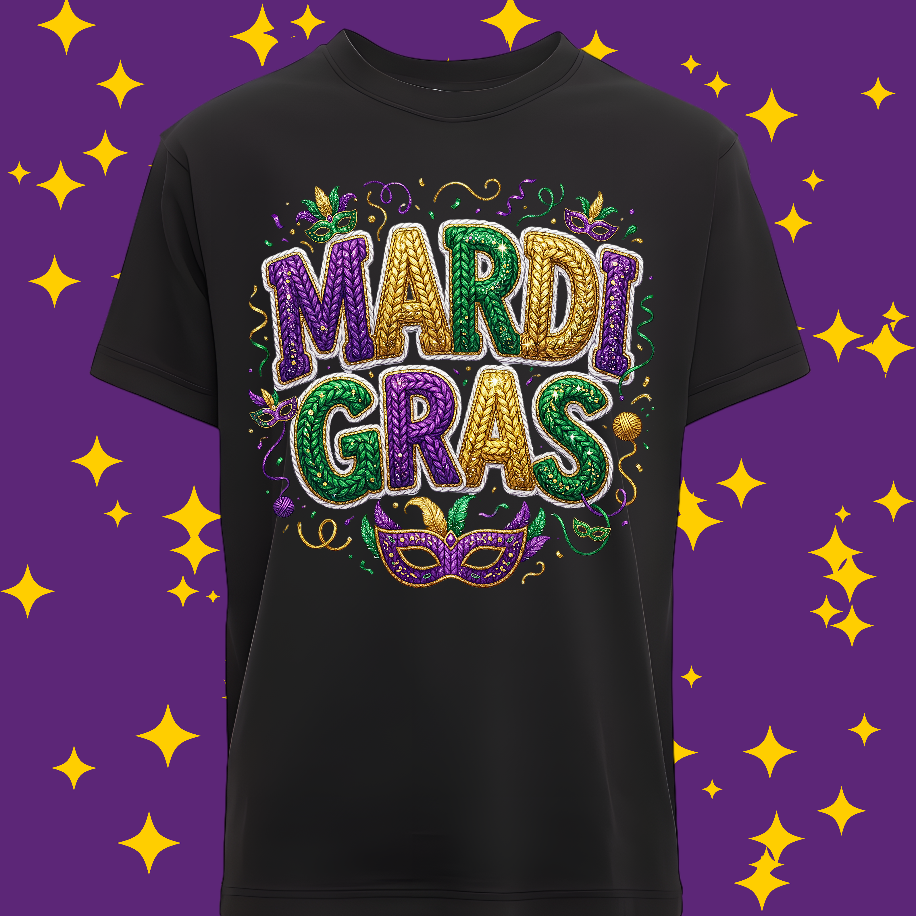 Mardi Gras Crochet DTF Single Print