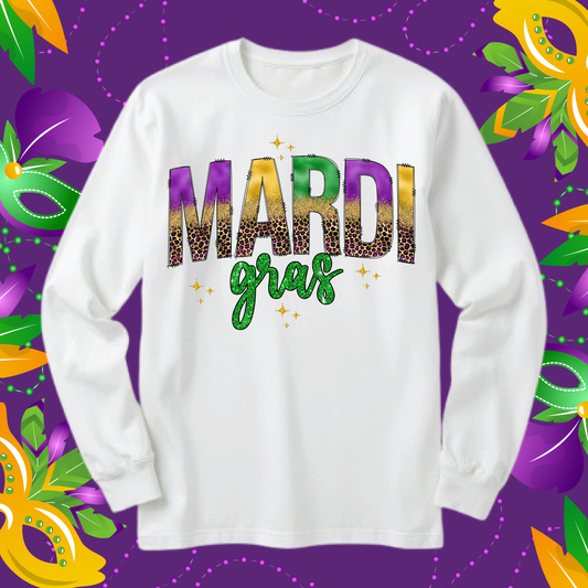 Mardi Gras Leopard DTF Single Print