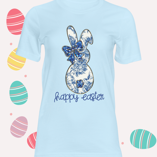 Blue Floral Bunny DTF Single Print
