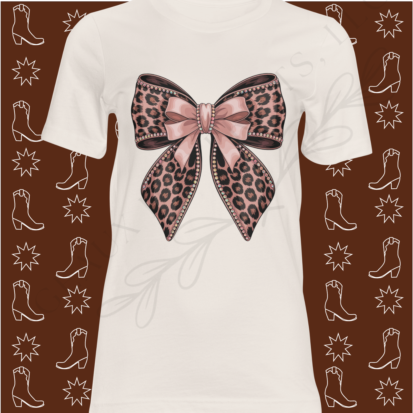 Leopard Western Bow DTF Single Print