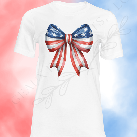 Red, White & Blue Bow DTF Single Print