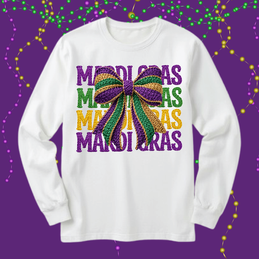 Faux Bow Mardi Gras DTF Single Print