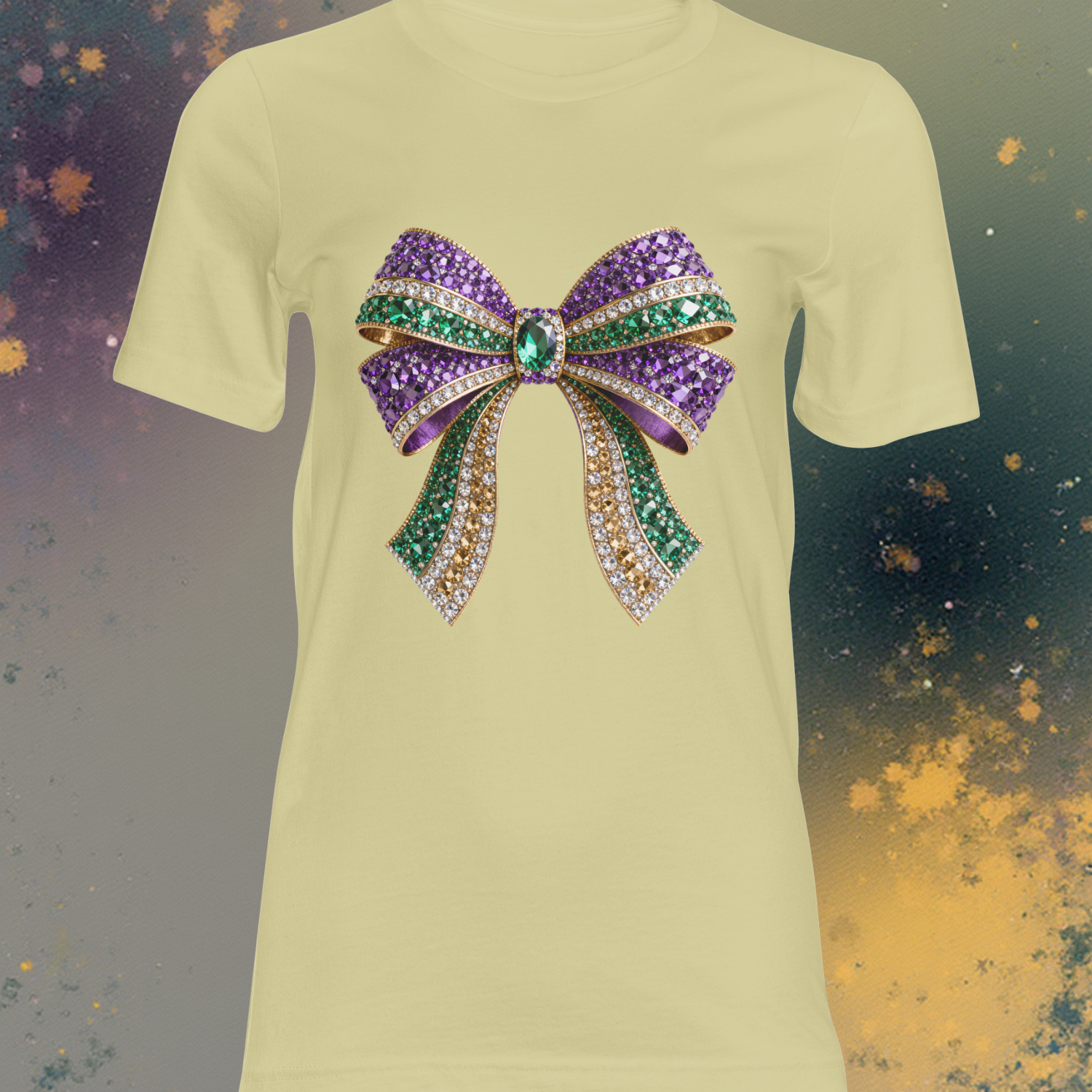Rhinestone Mardi Gras Bow DTF Single Print