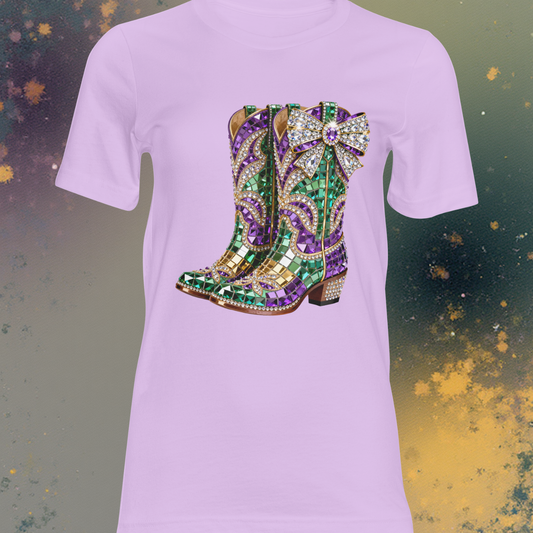 Rhinestone Mardi Gras Boots DTF Single Print